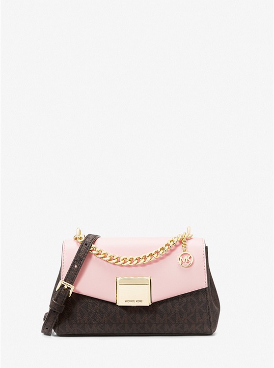 Túi MK Lita Small Two-Tone Logo and Leather Crossbody Bag