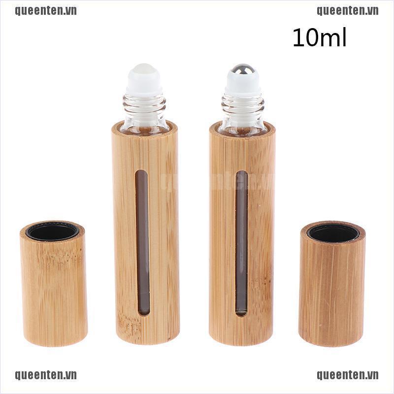 10ml Bamboo Refillable Empty Essential Roller Oil Ball Bottle Perfume Fragrance QUVN