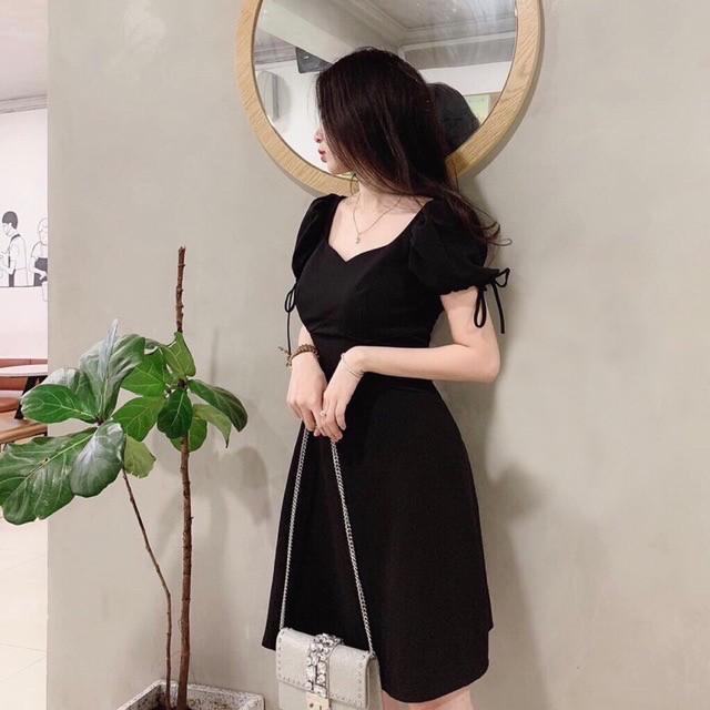 Hình ảnh Váy cổ vuông tim tay nơ - NEMO DRESS - V031