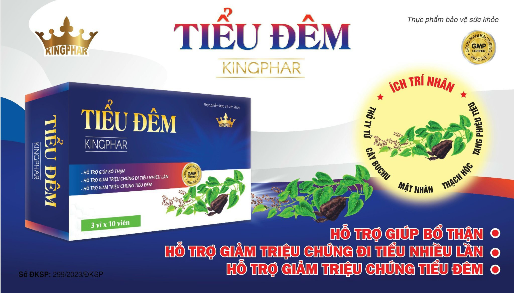 Tiểu Đêm Kingphar Hộp 30 Viên -Giúp bổ thận, cố tính, ấm bàng quang, tiểu khó, tiểu buốt, tiểu không tự chủ.