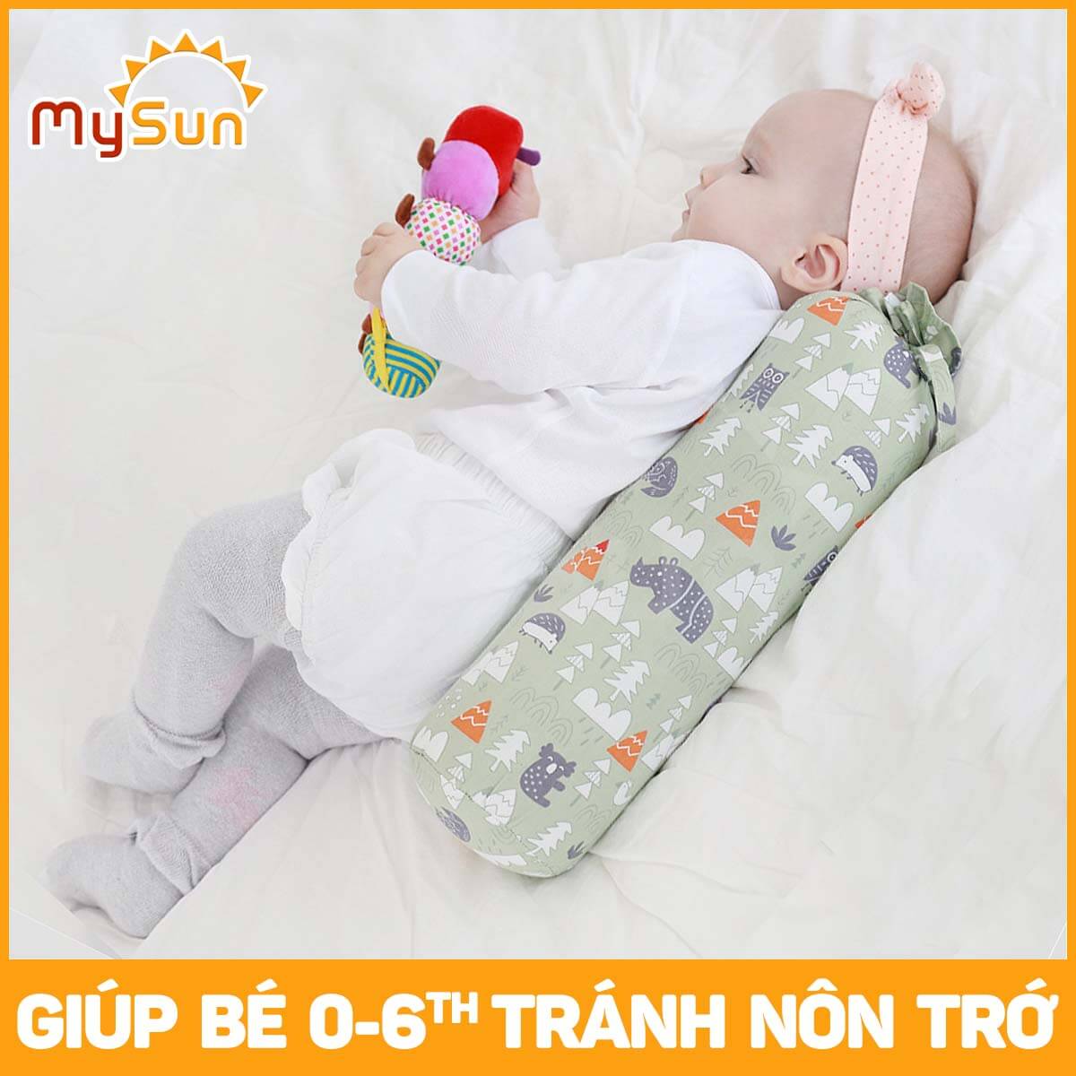 Bộ gối ôm nằm chặn cho trẻ bé sơ sinh ngủ chống giật mình an toàn cao cấp MySun