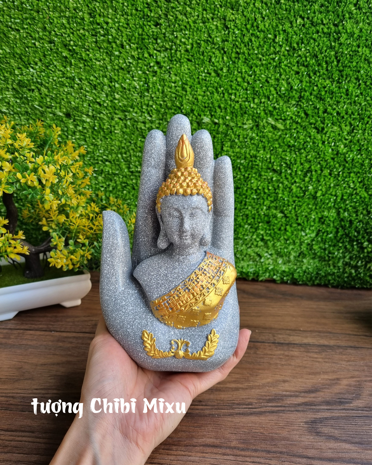 Tượng Phật phong thủy để bàn, Phật Hòa Bình trong lòng bàn tay trang trí quà tặng điêu khắc 