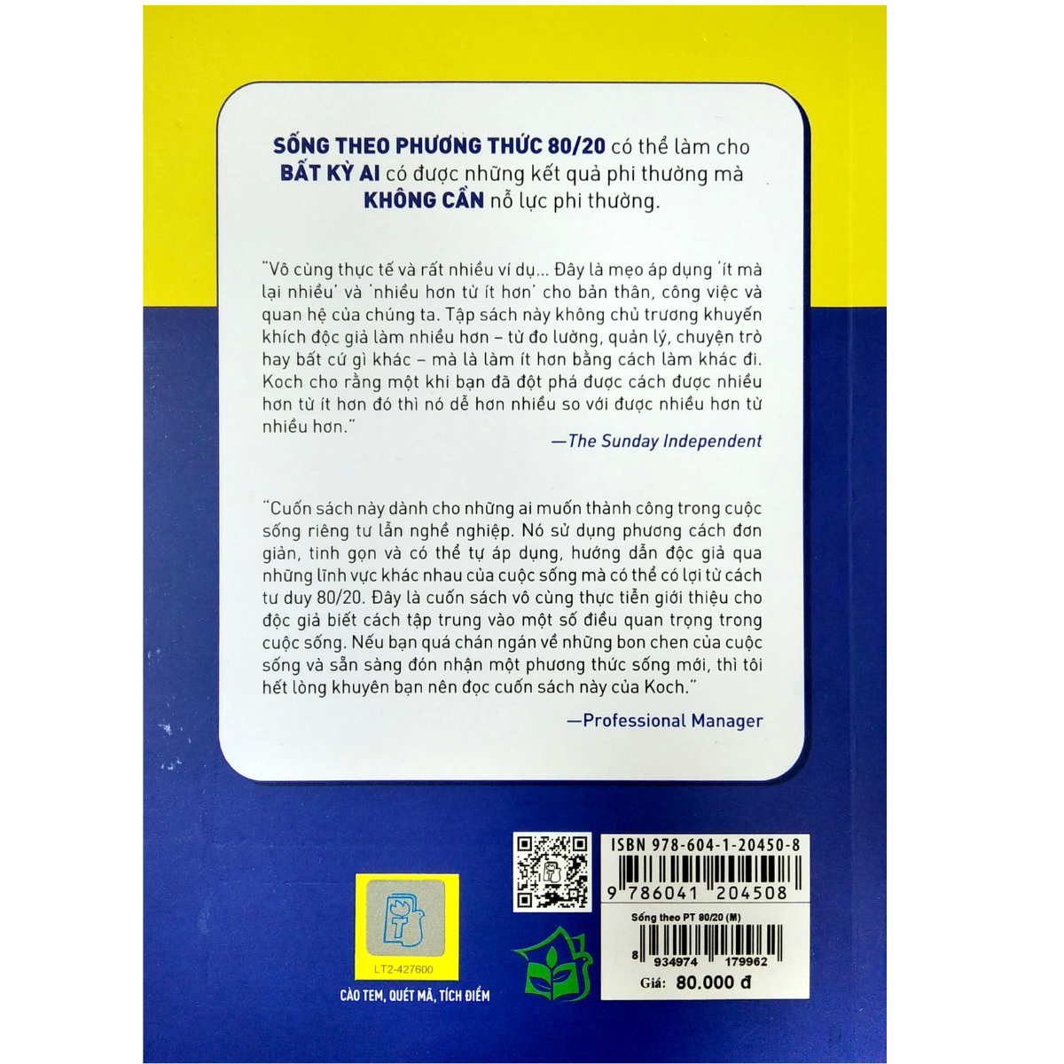 Sống theo phương thức 80/20: Bớt công việc, bớt ưu phiền, thêm thành công, thêm niềm vui sống