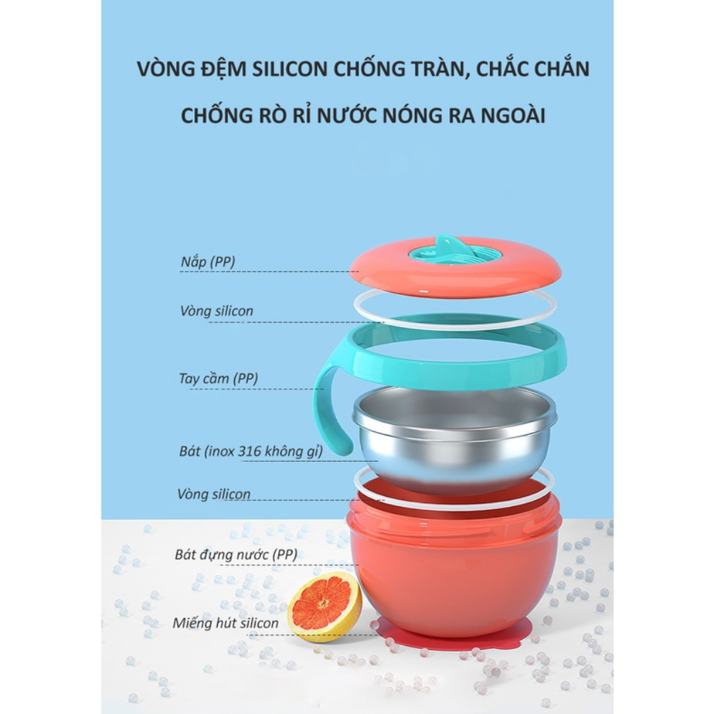 Bát Ăn Dặm Giữ Nhiệt Và Hâm Nóng Thức Ăn MST Dung Tích 0.4L - Thiết Kế Chống Trượt Thông Minh, Dữ Nhiệt Lên Tới 6 Tiếng