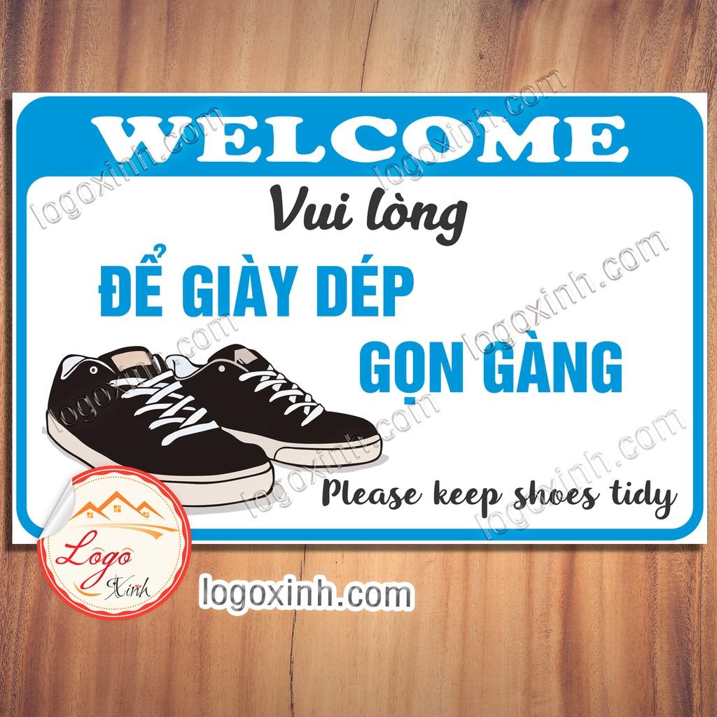 Logo Tem Sticker Yêu Cầu Để Giày Dép Gọn Gàng Đúng Nơi Quy Định - Please Keep Shoes Tidy - Cất Giày Dép Ngăn Nắp