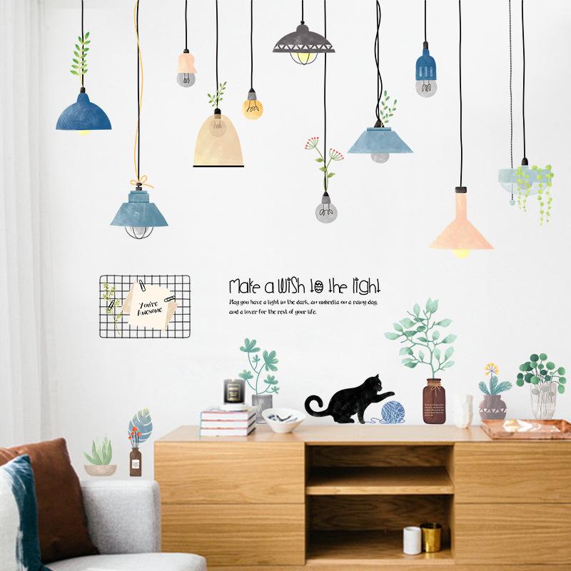 Sticker Dán Tường Họa Tiết Hình Chậu Cây Dùng Trang Trí Phòng Ngủ