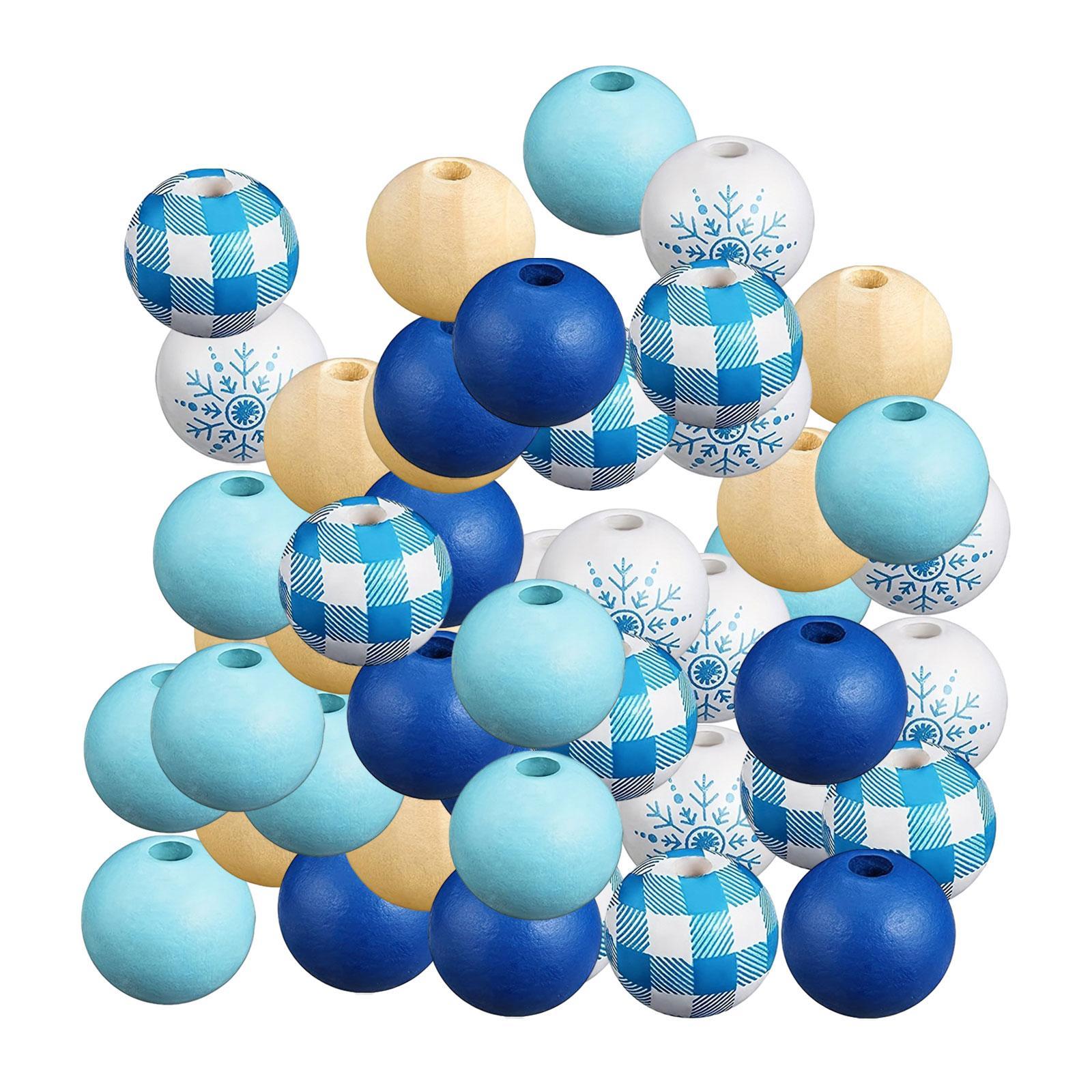 50x Winter Wooden Beads Loose Spacer Beads Decoration Kids Adults Snowflake Craft Beads for Jewelry Making Findings Bracelets
