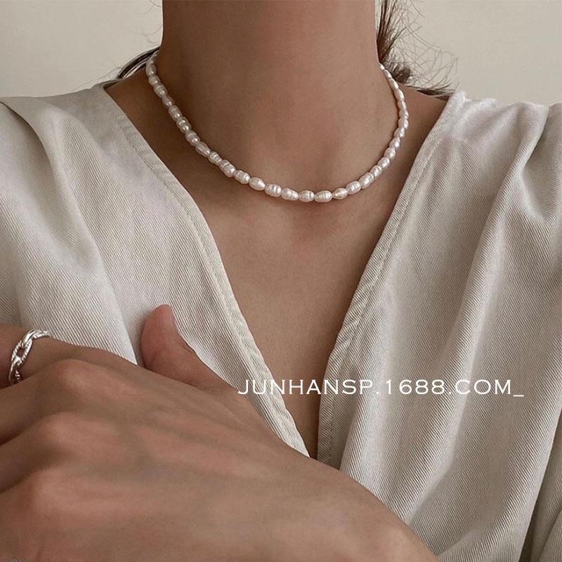 Chuỗi Đeo Cổ Hạt Hình Gạo Size 3ly Hạt Rằn Dị, Vòng Cổ Dây Chuyền Ngọc Trai Nước Ngọt Tự Nhiên Sang Trọng - Ngọc Trai Trường Thịnh