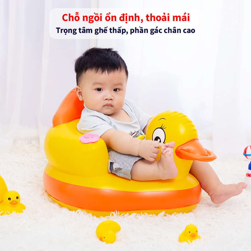 Ghế phao tập ngồi từ 6 tháng tuổi loại dày Baby-S, Ghế hơi tập ngồi cho bé hình vịt vàng ngộ nghĩnh – SSS030