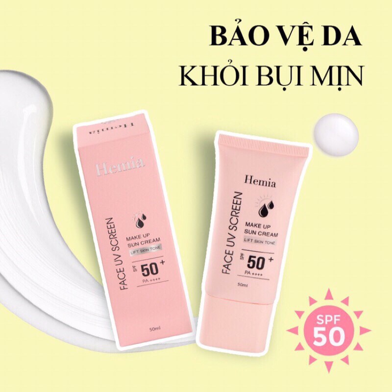 [Combo 2 Hộp] Kem Chống Nắng Dưỡng Trắng Chống Lão Hoá &amp; Kiềm Dầu Kiêm Make Up Nâng Tone Cho Da Hemia Hàn Quốc