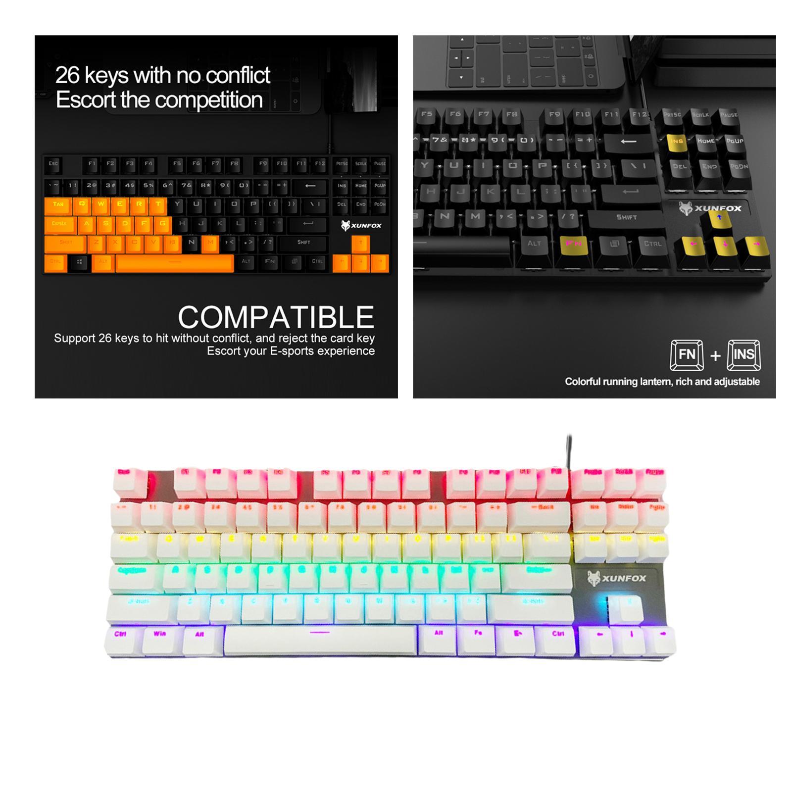 RGB 87 Keys Gaming Mechanical Keyboard USB Wired Space Saving for A