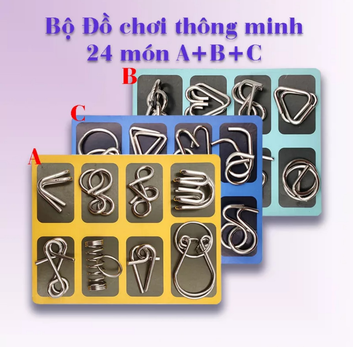 COMBO BỘ 3 HỘP ĐỒ CHƠI MÓC KHÓA GIẢI ĐỐ IQ TRÍ TUỆ PHÁT TRIỂN THÔNG MINH CỦA BÉ HÀNG LOẠI TỐT