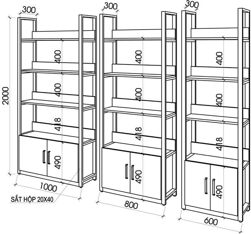 Giá sách lớn, Giá sách phong cách hiện đại