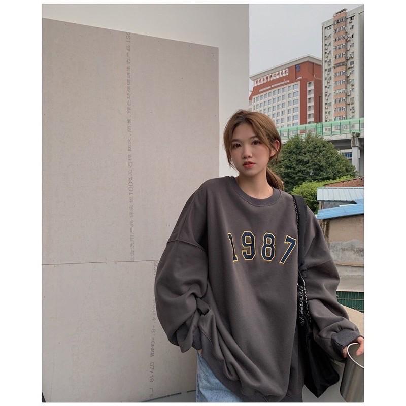 Sweater nỉ chần bông dày dặn 1987 xanh rêu xám