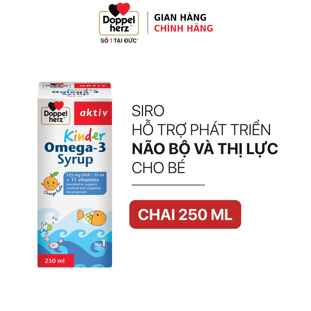 Siro hỗ trợ phát triển não bộ và thị lực cho bé Doppelherz Aktiv Kinder Omega-3 Syrup (Chai 250ml)