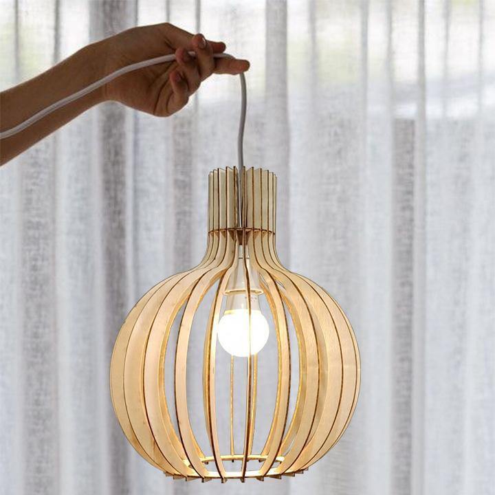 Đèn gỗ trang trí dáng củ tỏi