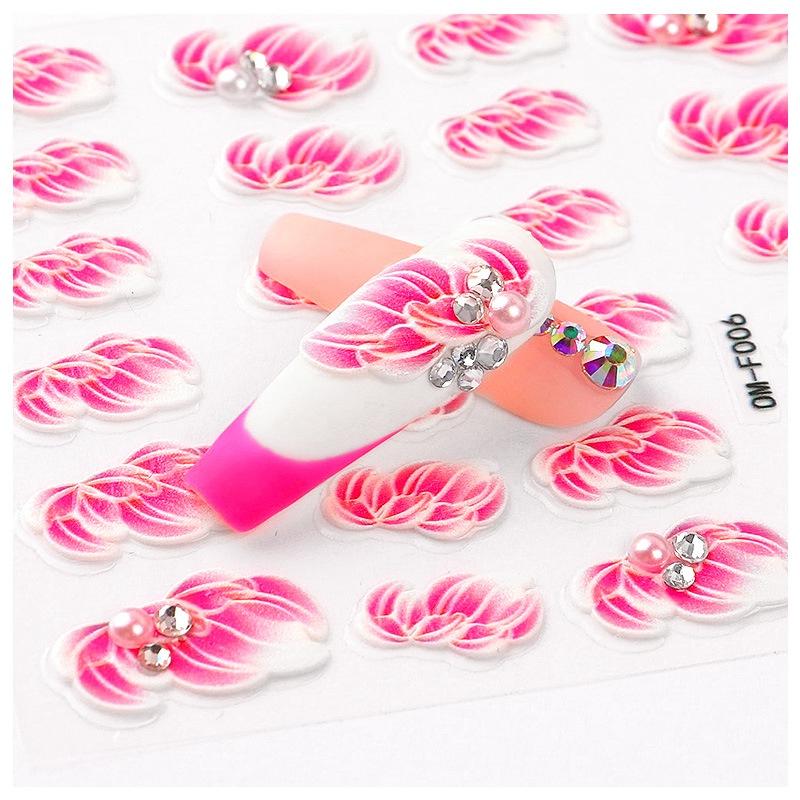 Sticker hoa nail 3D 5D , decal sticker dán móng tay hoa nổi 3 chiều đính đá phong cách Hoa Anh Đào trang trí móng