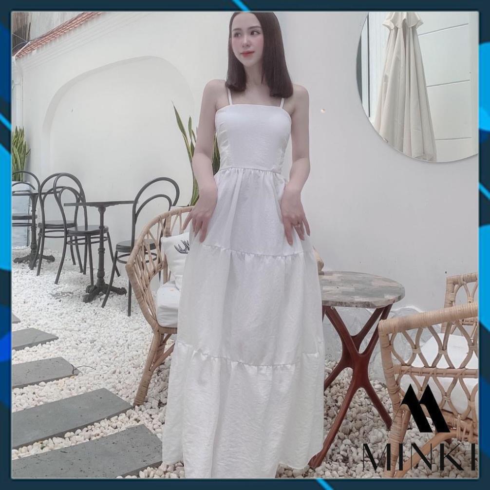 VÁY MAXI DÂY ĐAN LƯNG - CHẤT LIỆU VOAN CÁT - 2 MÀU VÀNG VÀ TRẮNG