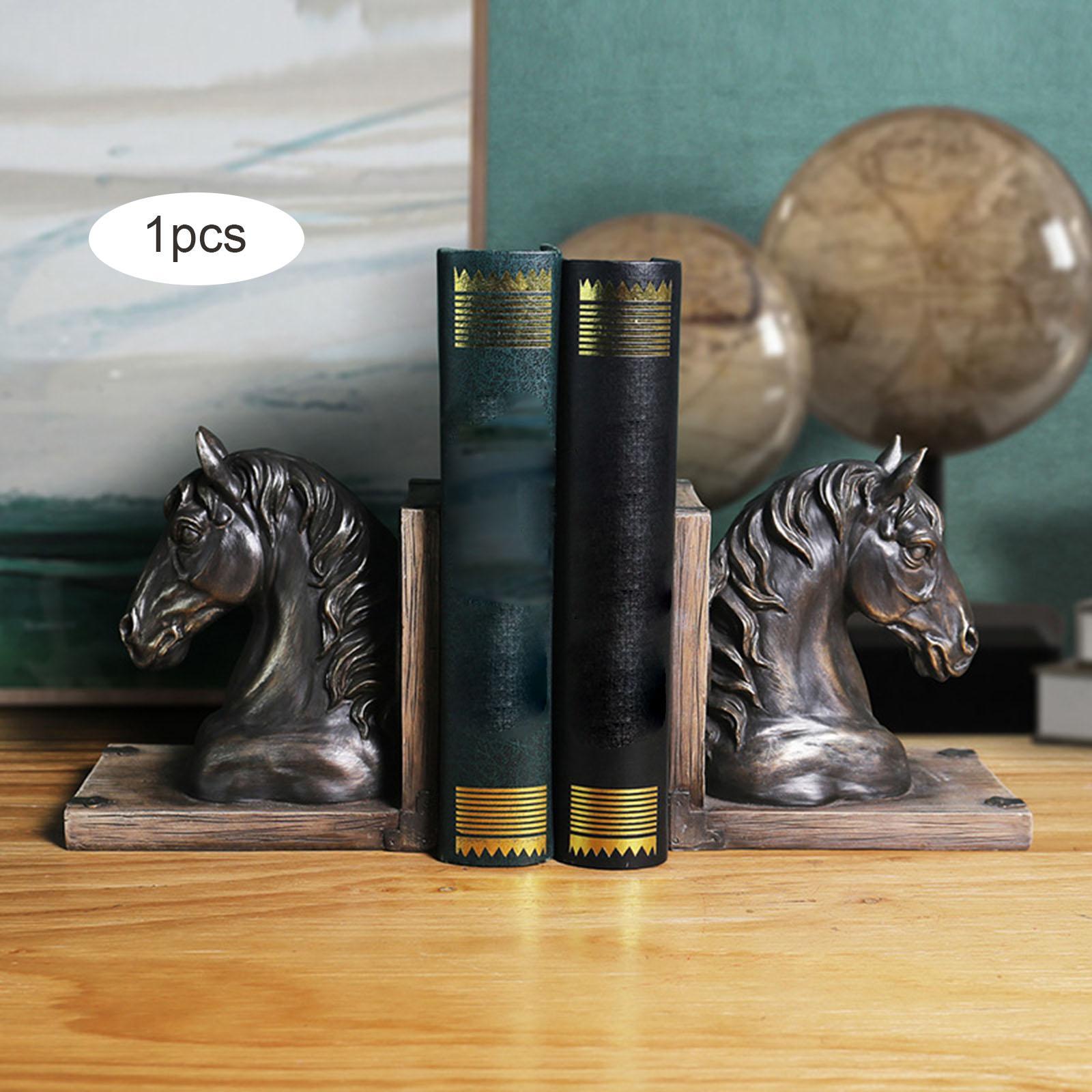 Horse Head Statue Resin Figurine Decorative Bookend Sculpture for Ornament