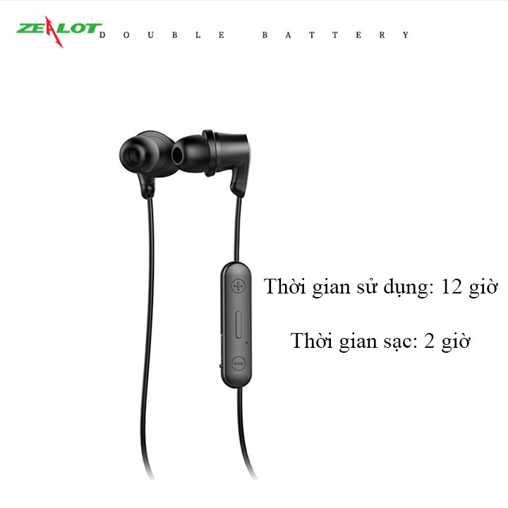 Tai nghe bluetooth Zealot không dây nhét tai phong cách thể thao hàng chính hãng