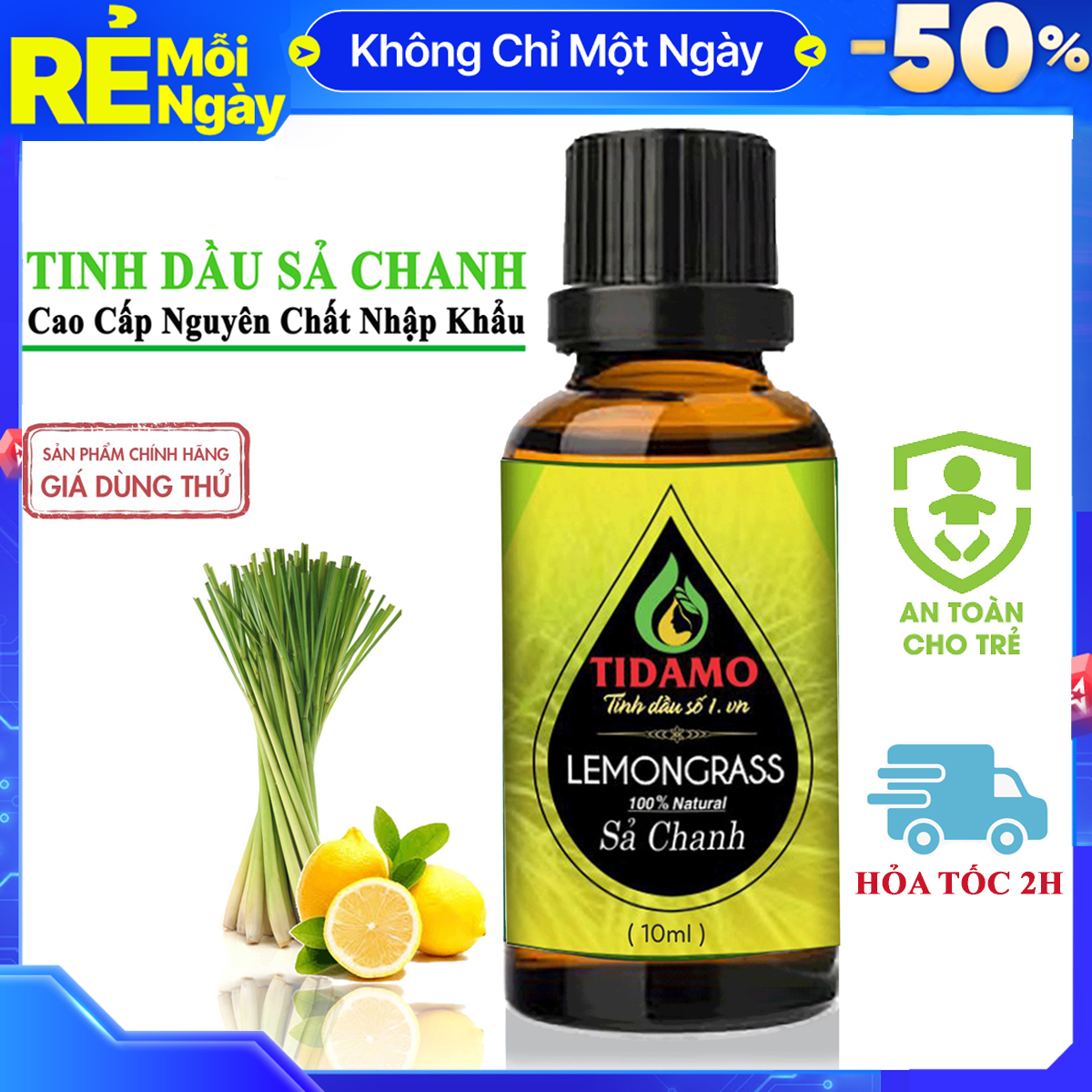 Tinh dầu Sả Chanh Nguyên Chất Nhập Khẩu 10ML - Tinh dầu Xông Phòng Sả Chanh (Lemongrass) Giúp Bảo Vệ Sức Khỏe, Kháng Khuẩn, Đuổi Muỗi Và Thư Giãn Tinh Thần