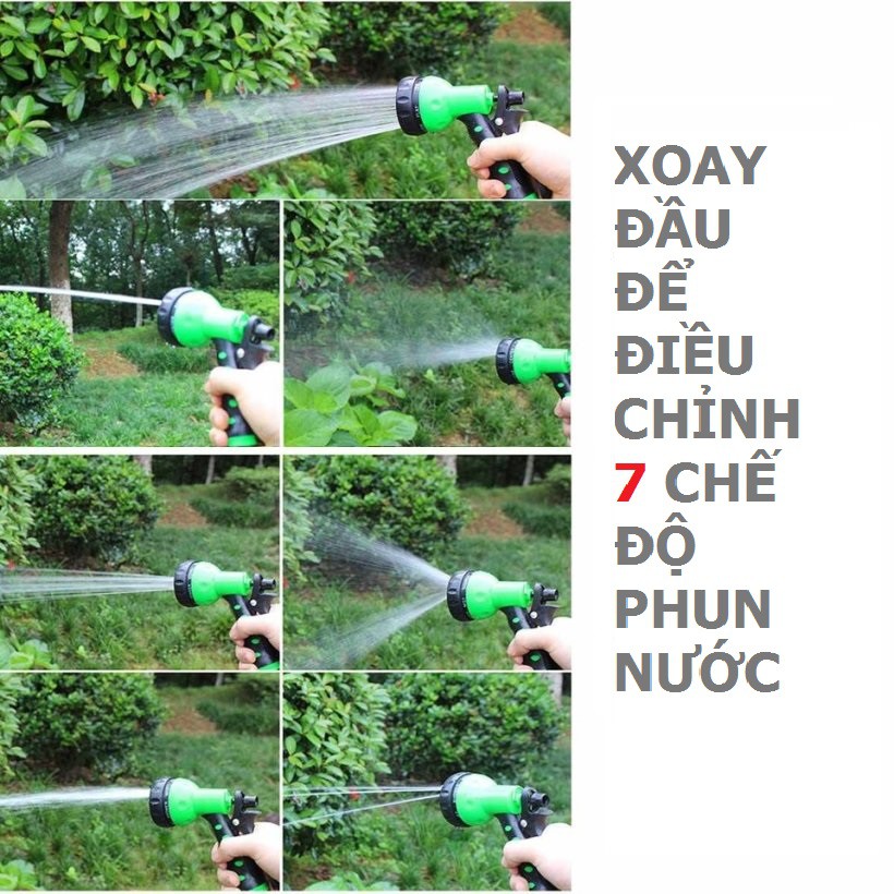 Bộ vòi xịt nước thông minh giãn nở, Bộ vòi rửa xe, tưới cây giãn nở. Ống nước co giãn đa năng 15m + Tặng 1 Khăn Lâu Tiện Lợi.