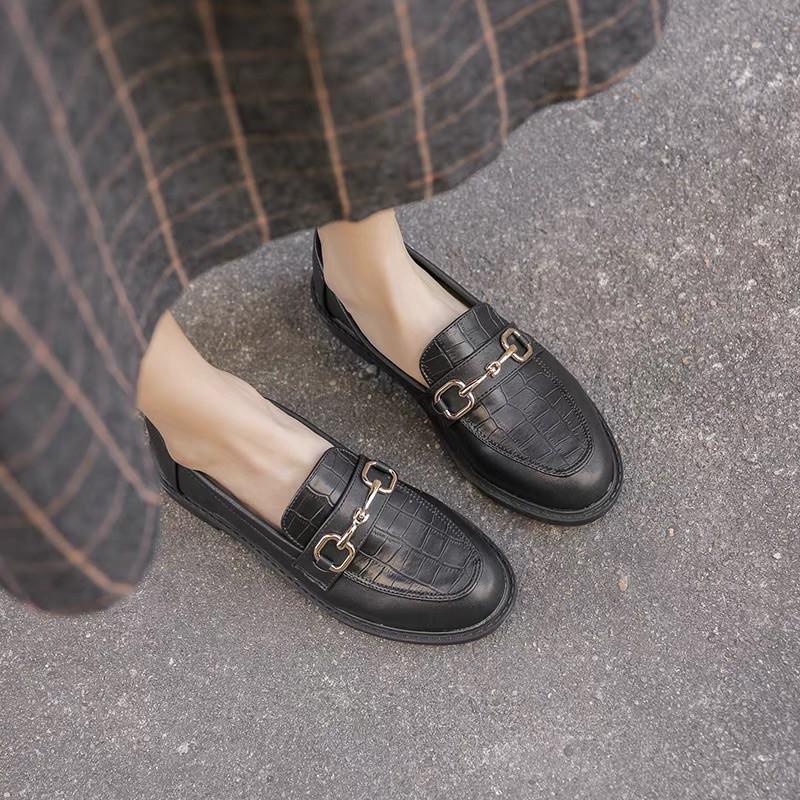 ẢNH THẬT - Giày búp bê nữ 3cm dáng loafer. Mẫu moca lười xỏ da mềm cao cấp. Đế bệt ulzzang  có sẵn tại Hà Nội