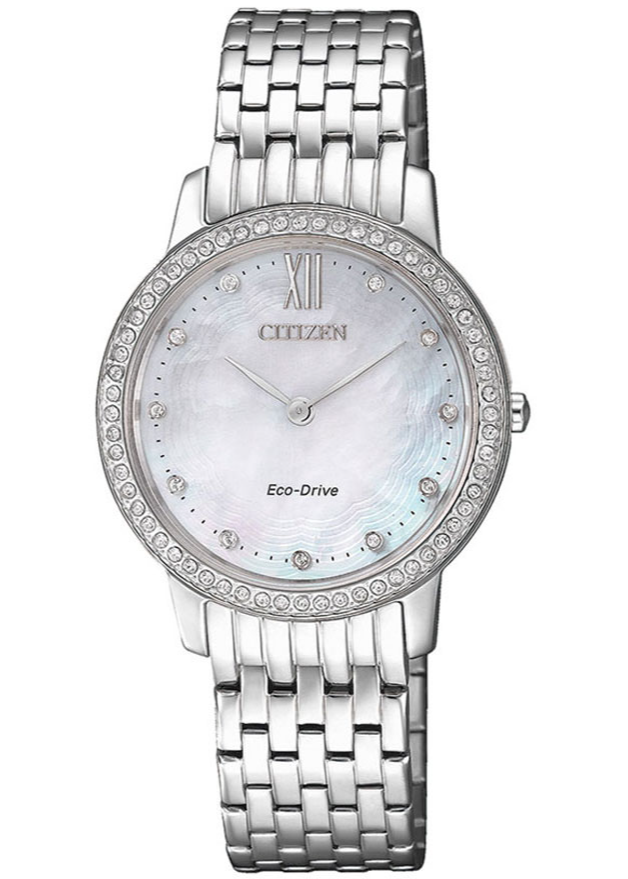 Đồng Hồ Nữ Citizen Đính Đá Swarovski Dây Thép Không Gỉ EX1480-82D - Mặt Xà Cừ