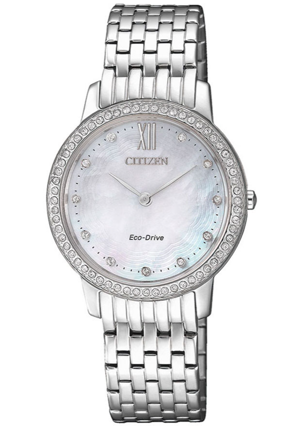 Đồng Hồ Nữ Citizen Đính Đá Swarovski Dây Thép Không Gỉ EX1480-82D - Mặt Xà Cừ (Sapphire)