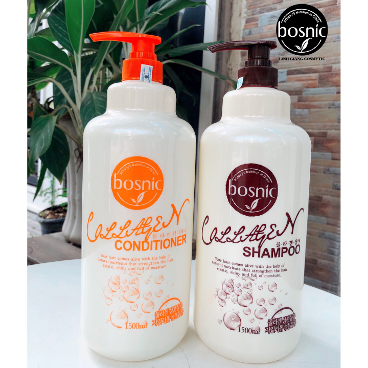 COMBO GỘI XẢ COLLAGEN LÀM BỀN MÀU NHUỘM BOSNIC 1500ML