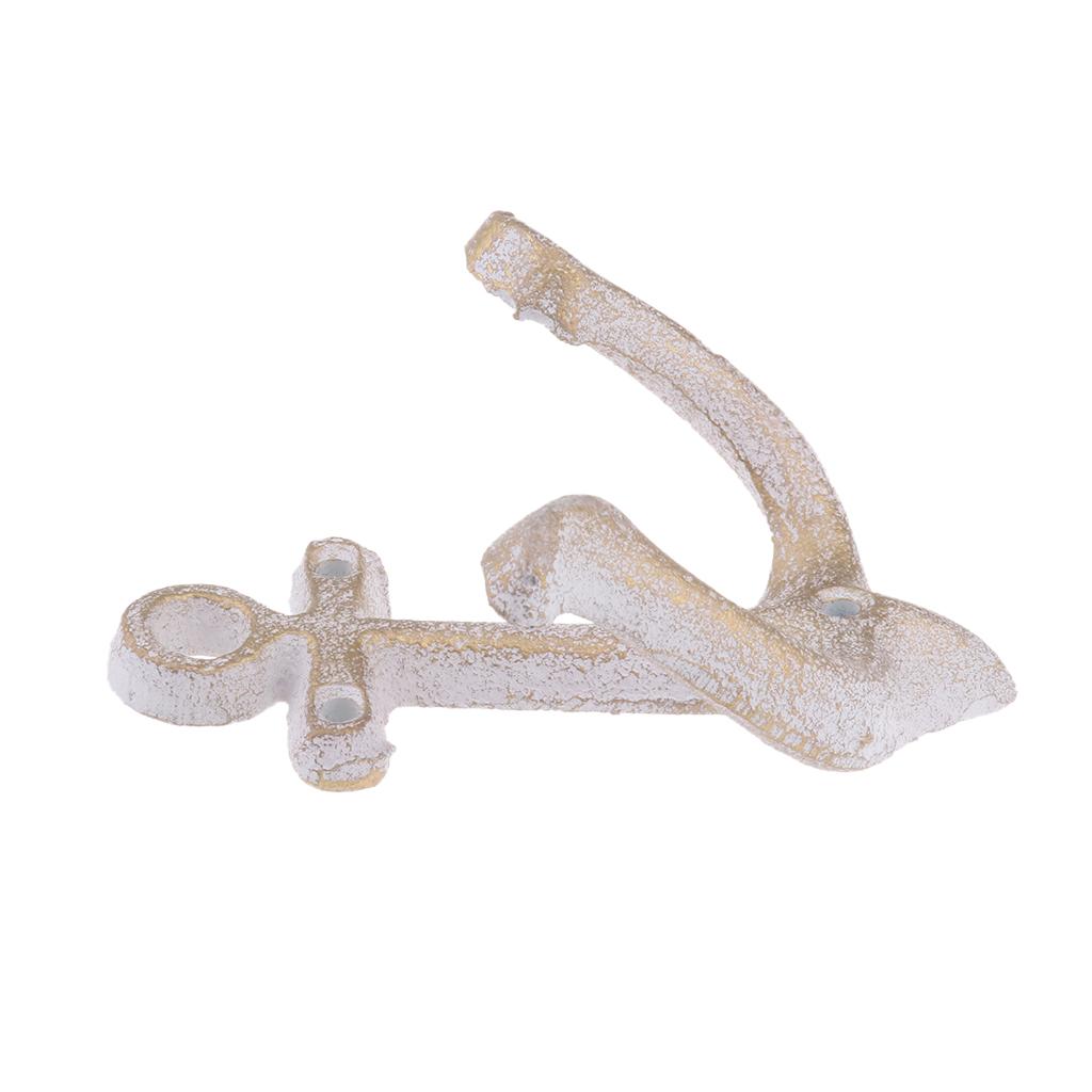 4x Wall Hook Heavy Duty Rack Hanger White Wall Mounted Vintage Anchor Shape