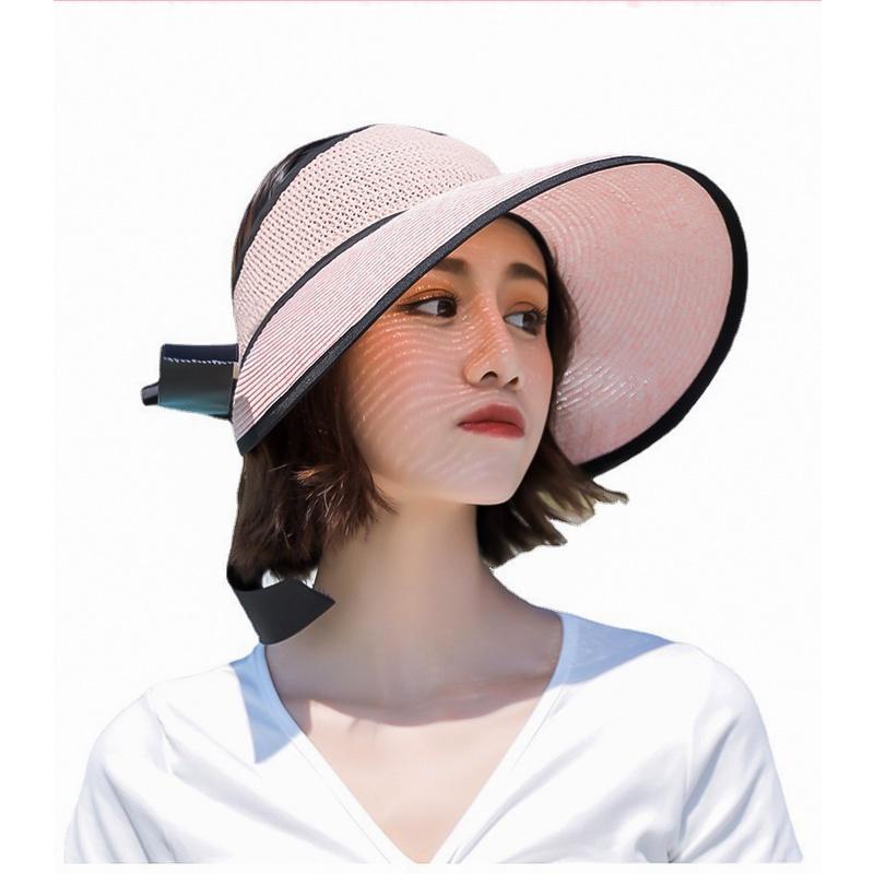 Mũ nón cói đi biển nữ nửa đầu vành rộng thời trang cao cấp tiểu thư có dây buộc - TB13