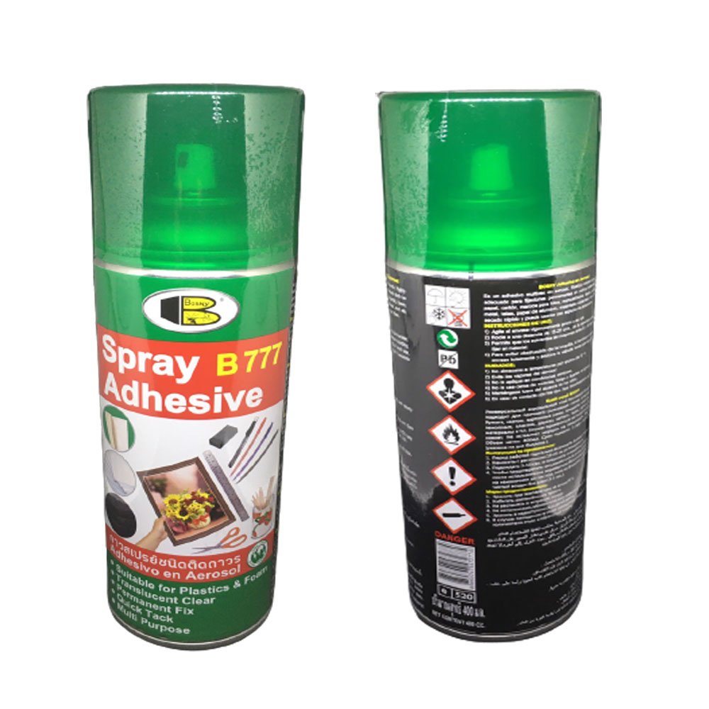 Keo xịt - Spray Adhensive- Bosny B777- 400cc- Là keo dán đa năng dạng xịt, chất lượng cao, dính vĩnh viễn, kết dính nhanh, thích hợp dán nhiều vật liệu khác nhau - Nhập khẩu Thái Lan