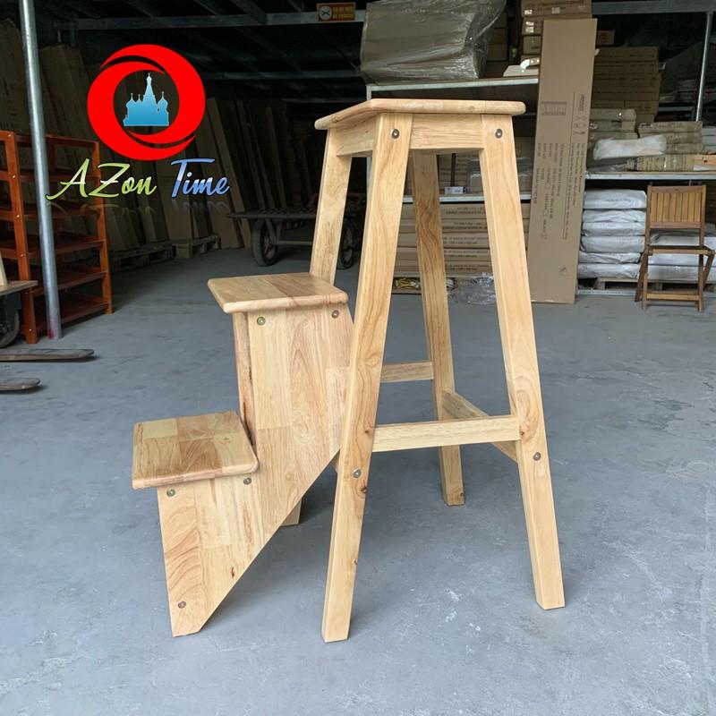 Ghế Đa Năng 3 Bậc Xếp Gọn, Ghế Thắp Nhanh Gỗ Cao Su Cao 85cm - Azonshop