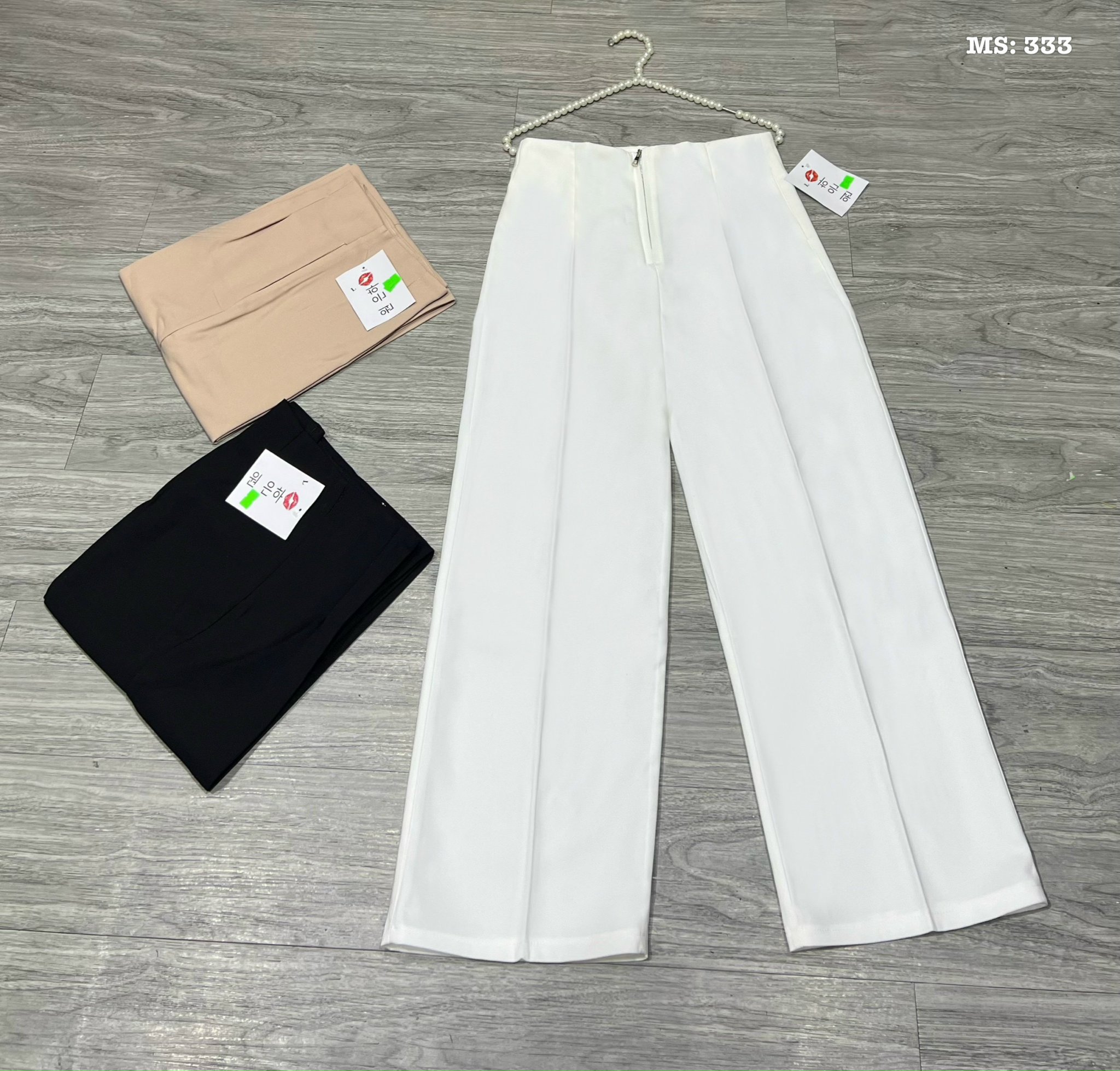 Quần ống rộng khóa kéo sắt Cun Fashion chất liệu tuyết mưa dài 98cm form quần chuẩn đẹp