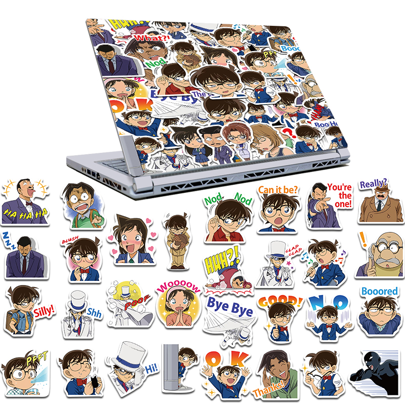 Bộ Sticker Anime Manga Thám tử lừng danh Conan trọn bộ decal trang trí mũ bảo hiểm, laptop, ván trượt. vali