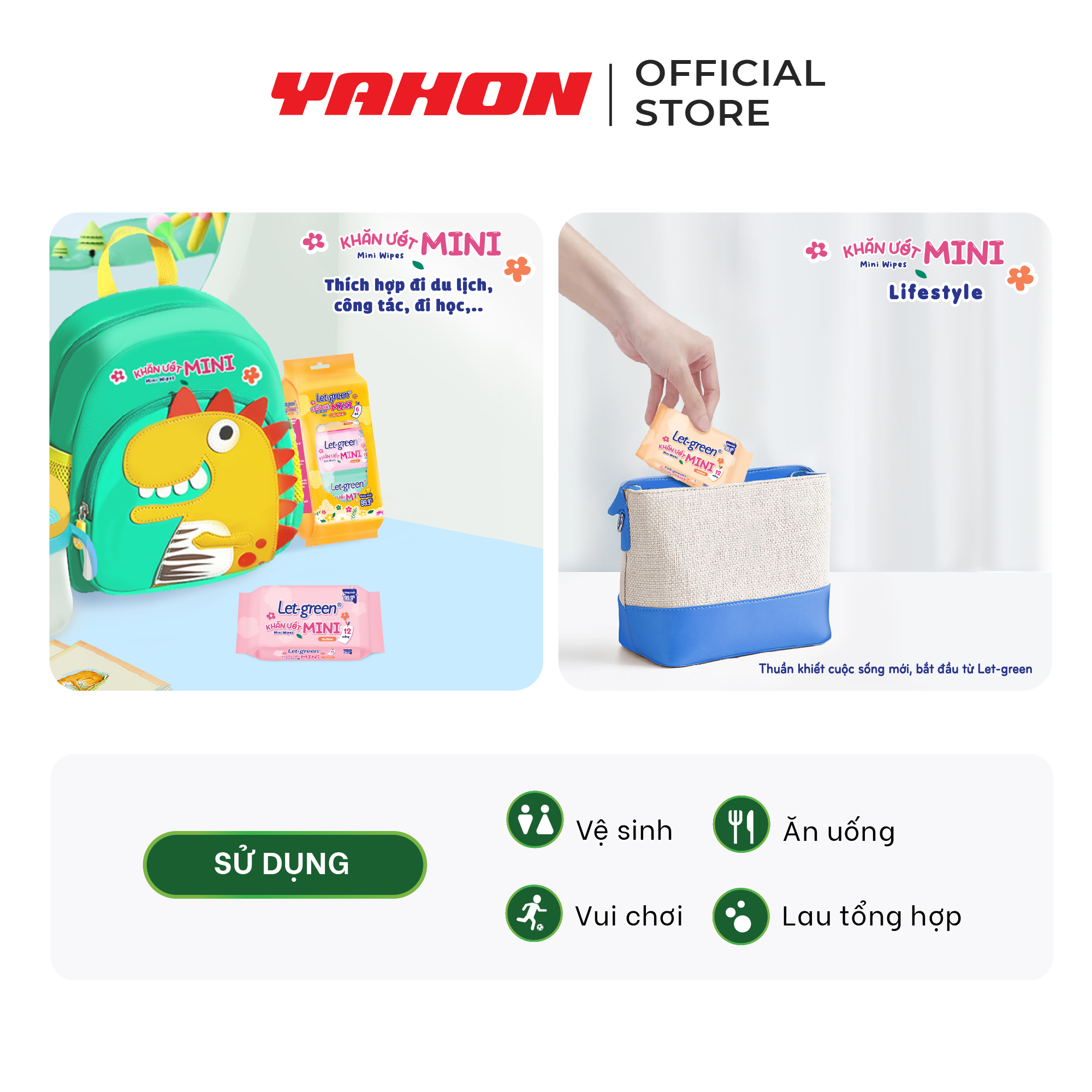 Combo 3 lốc khăn ướt bỏ túi Mini Let-green, 12 miếng/gói, 6 gói/lốc