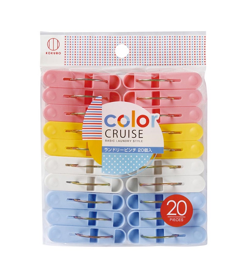 Combo 01 Bộ 05 chiếc móc nhựa treo đa năng Kokubo + 01 Set 20 chiếc kẹp chữ A phơi quần áo Color Cruise (Kokubo)