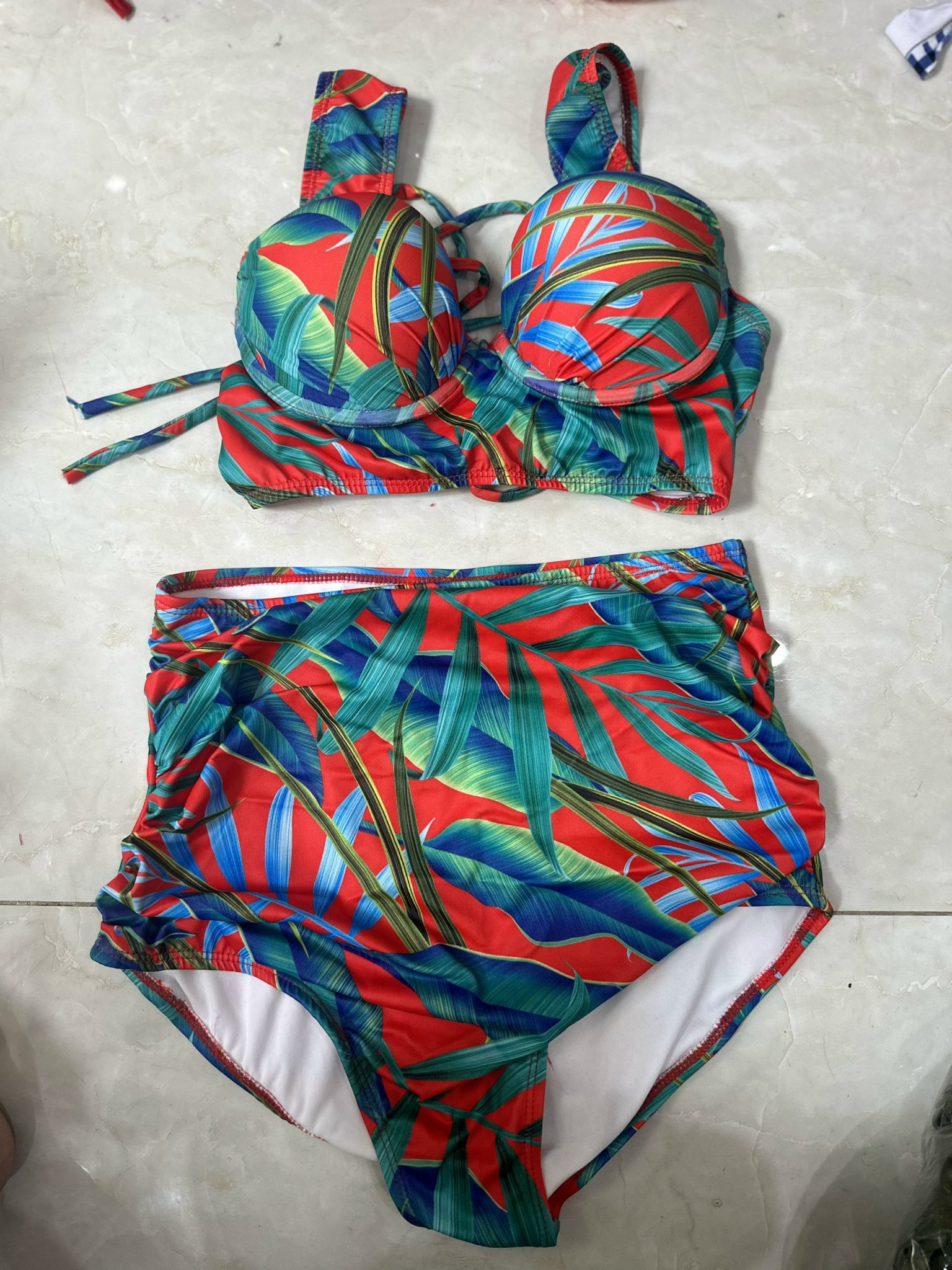 Bikini 2 Mảnh Cạp Cao Họa Tiết