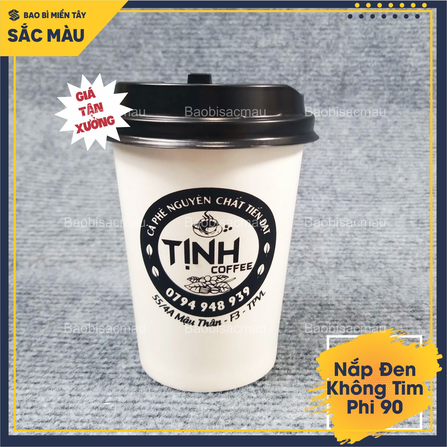 Sỉ 50 Nắp Đen nhựa phi 90mm nắp ly giấy, nắp ly tim