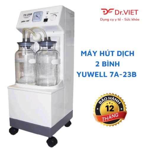 Máy hút dịch 2 bình Yuwell 7A-23B 40L [Chính hãng] - Hút dịch mũi, đờm, dịch nhầy trong cơ thể