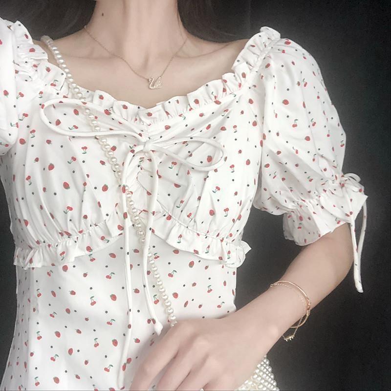 MS8846 Váy đầm xoè tay bồng chiết ngực cách điệu