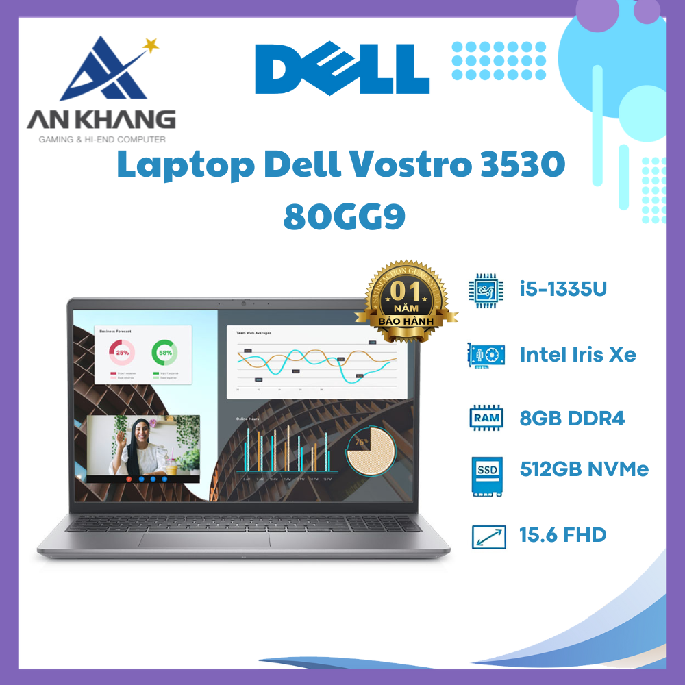 Laptop Dell Vostro 15 3530 80GG9 - Hàng Chính Hãng