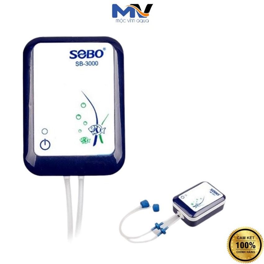 Máy sủi oxy tích điện 2 vòi Sobo 3000 - 4000 tiện lợi đề phòng mất điện