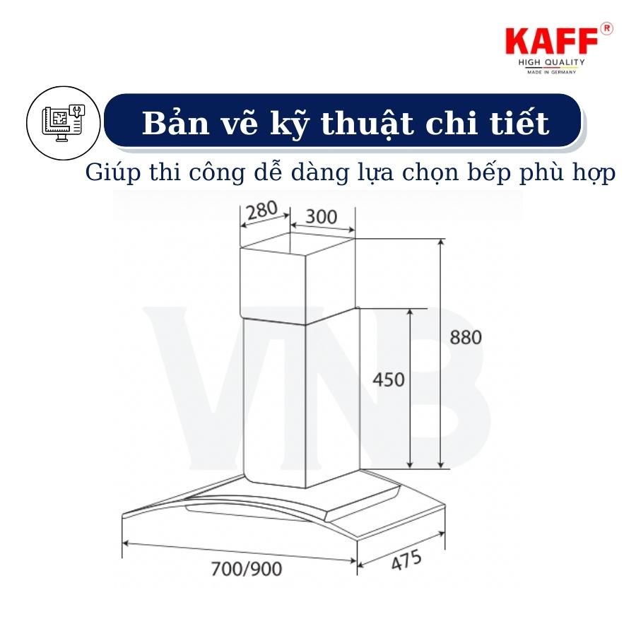 Máy hút mùi kính cong 900mm KAFF KF-GB983N - Hàng Chính Hãng