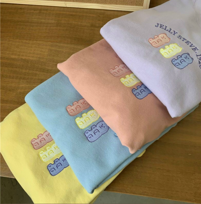 Áo Sweater Gấu Cute Form Rộng Tay Phồng, Áo Nỉ Nữ Cổ Tròn Xinh, Áo sweater tay phồng nỉ ngoại 3 chú gấu mềm mịn form 68kg năng động