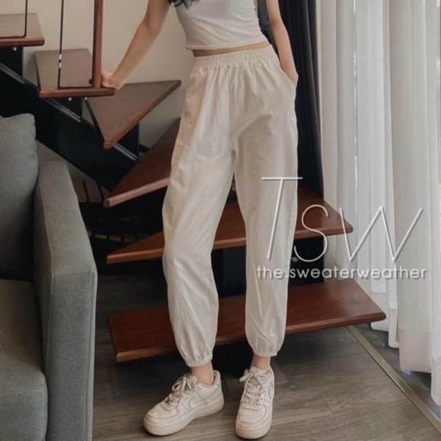 Quần thun jogger bo chun gấu, ảnh thật shop tự chụp trải sàn