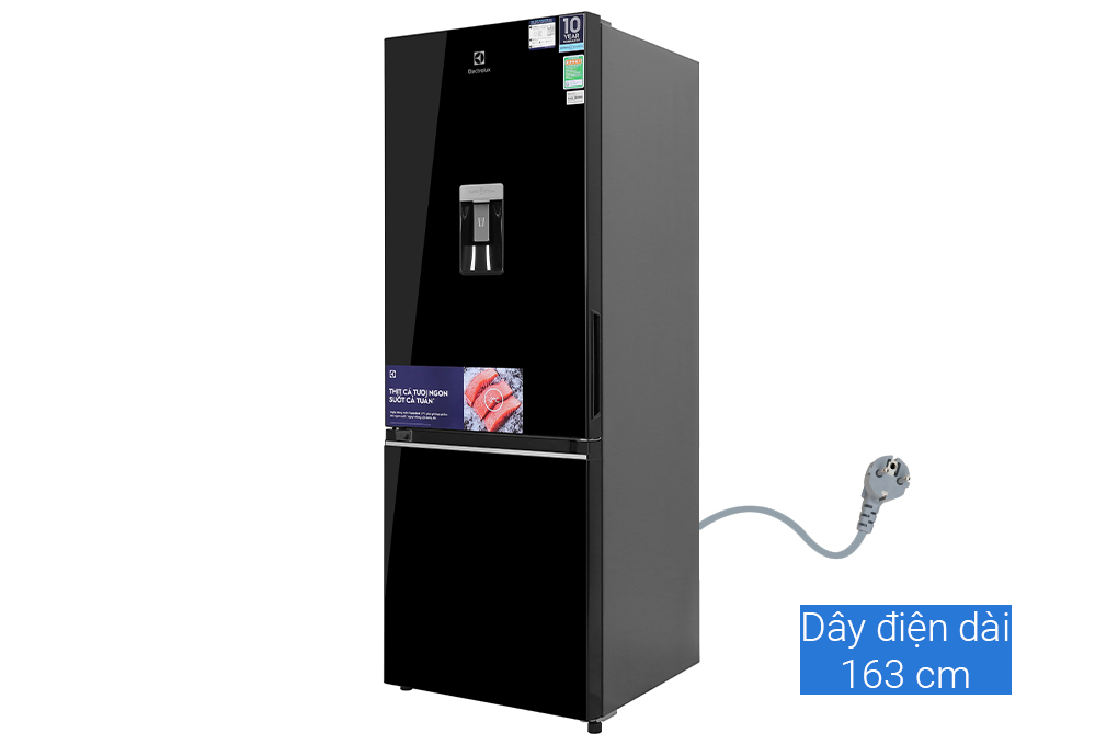 Tủ lạnh Electrolux Inverter ngăn đá dưới có ngăn đông mềm 308 lít - EBB3442K-H - Lấy nước từ bên ngoài, khử mùi diệt khuẩn, ngăn đá xoay