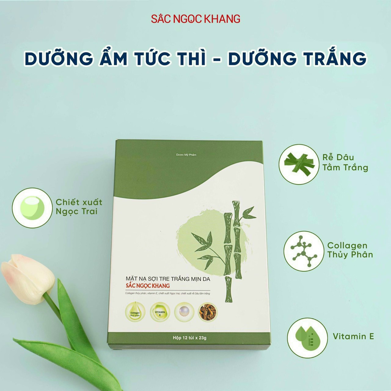 Miếng mặt nạ sợi tre Sắc Ngọc Khang giúp da mịn màng