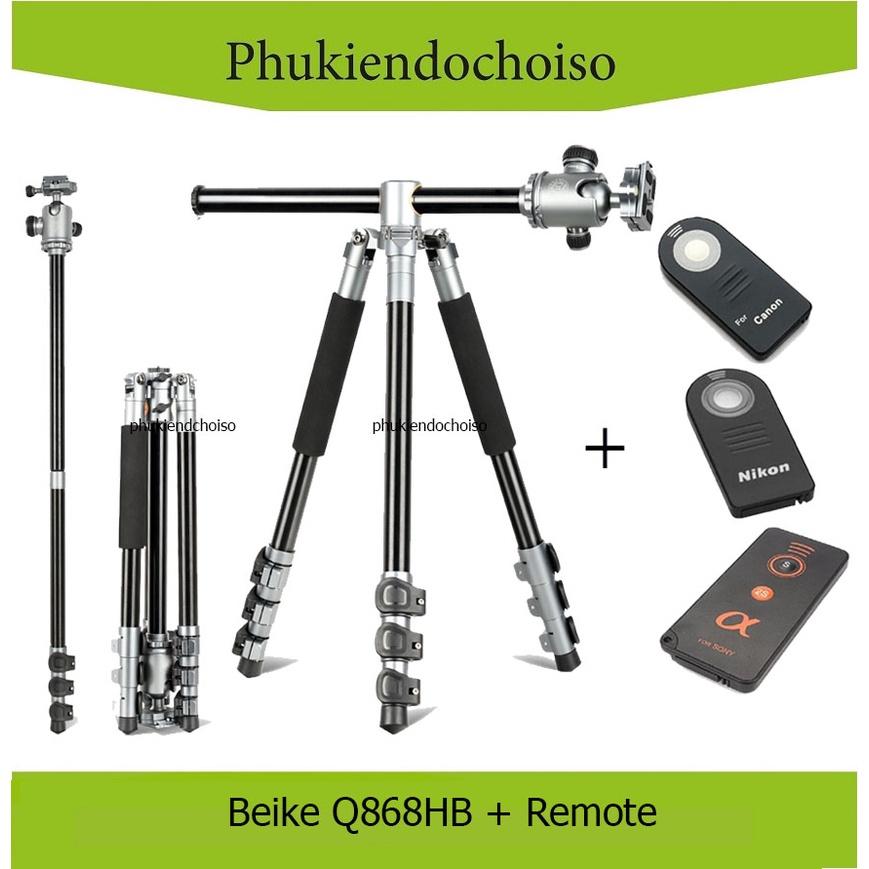 Chân máy ảnh Tripod Beike Q868HB + Remote cho máy ảnh, Hàng chính hãng